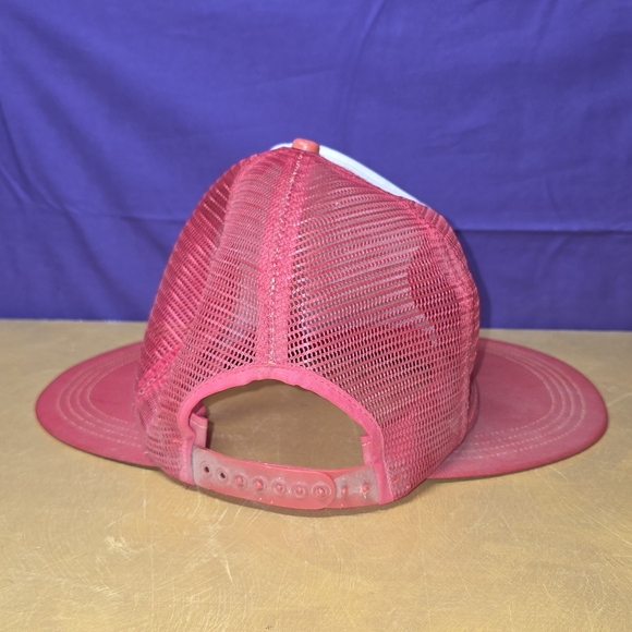 VTG Double Bill Snap Back Trucker Hat Official Hang-Over Hat in Red and White - Picture 4 of 9